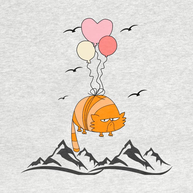 Angry Cat Flaying Balloon Funny by DesignArchitect